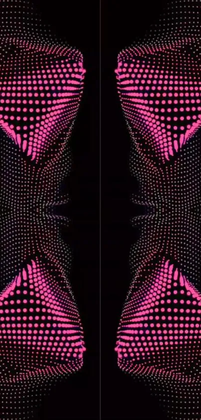 Geometric design with pink patterns and optical illusions.