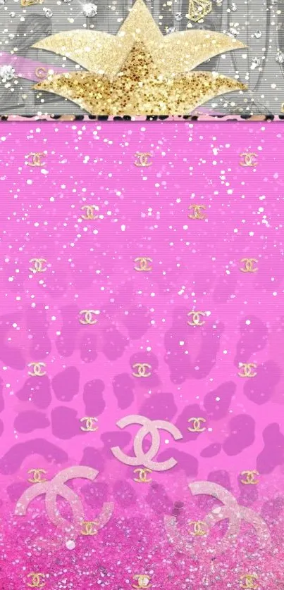 Pink and glitter fashion-inspired mobile wallpaper.