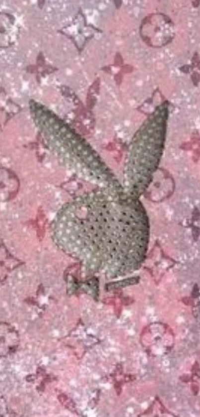 Glamorous pink bunny wallpaper with sparkling design