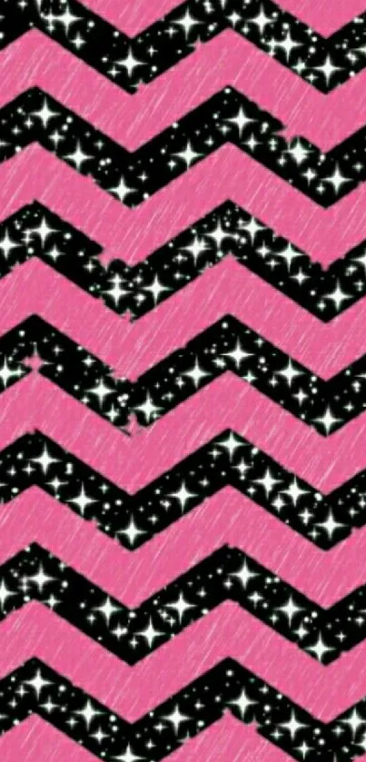 Pink glitter chevron pattern wallpaper for phones.