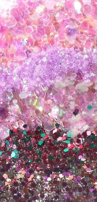 Pink and glittery mobile phone wallpaper with gradient effects.