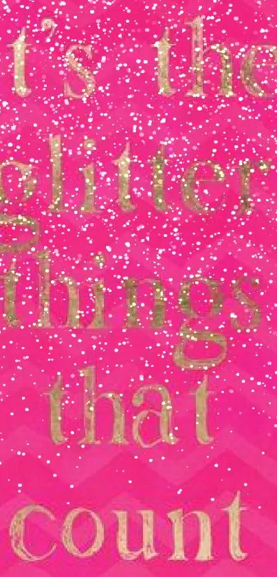 Pink chevron pattern wallpaper with motivational glitter quote.