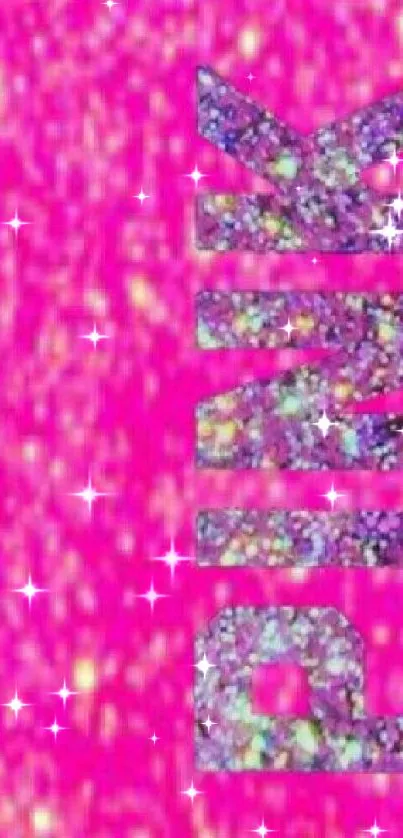 Vibrant pink glitter wallpaper with bold design.