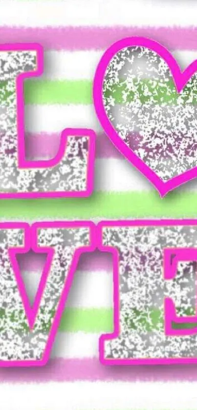 Pink and green love design wallpaper for mobile.