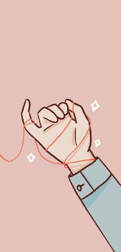 Minimalist pink hand artwork on mobile wallpaper