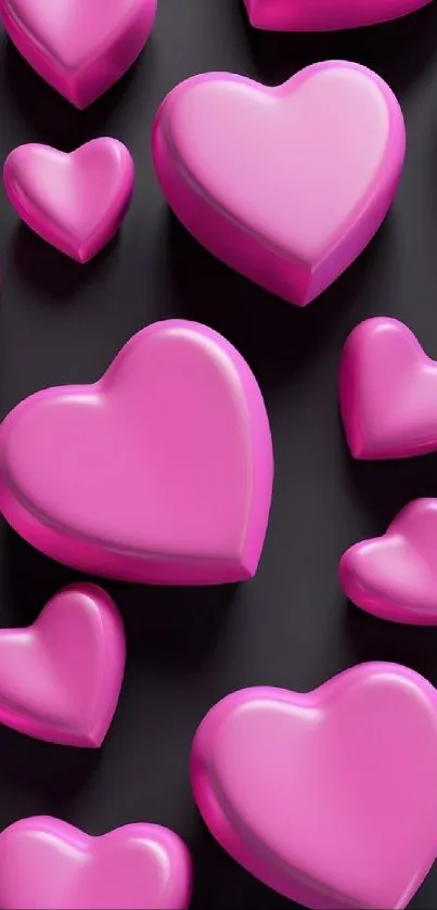 3D pink heart wallpaper for mobile.