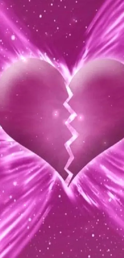 Abstract pink heart with vibrant wings wallpaper.