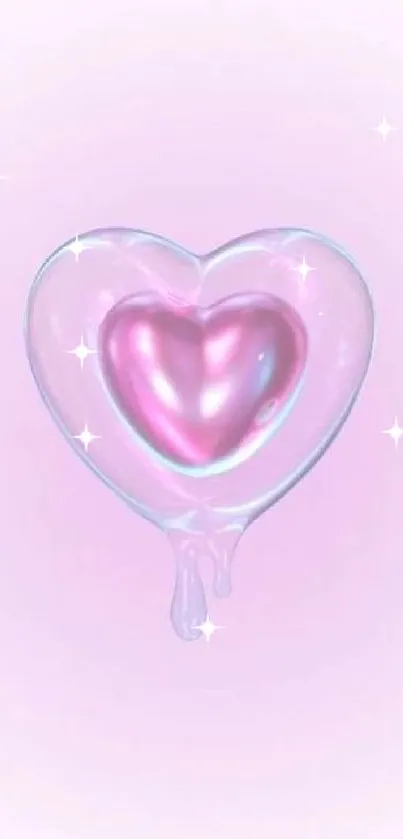 Soft pink heart wallpaper with a glowing effect.