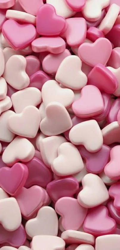 Pink and white heart-shaped candy wallpaper.