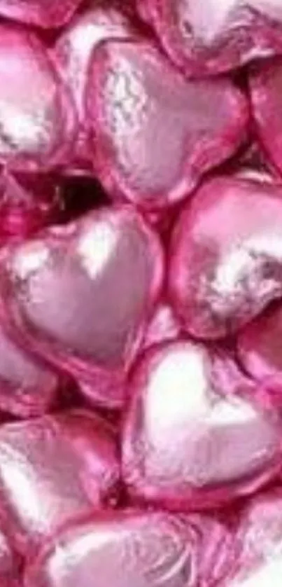 Colorful pink heart-shaped candy wallpaper.