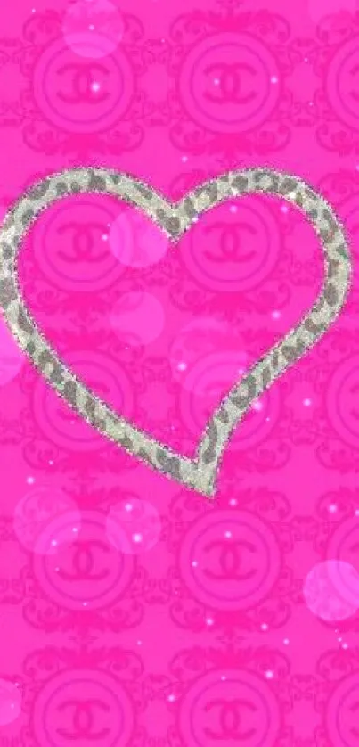 Pink heart pattern wallpaper with snake outline.