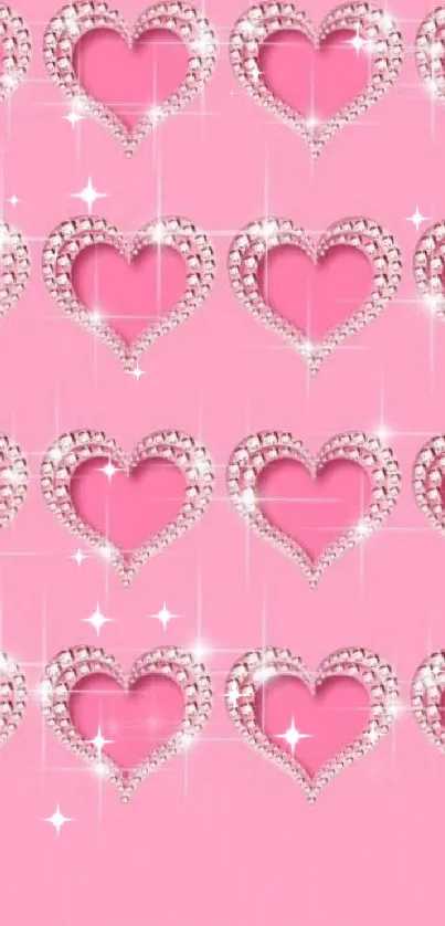 Pink diamond heart mobile wallpaper with sparkling accents.