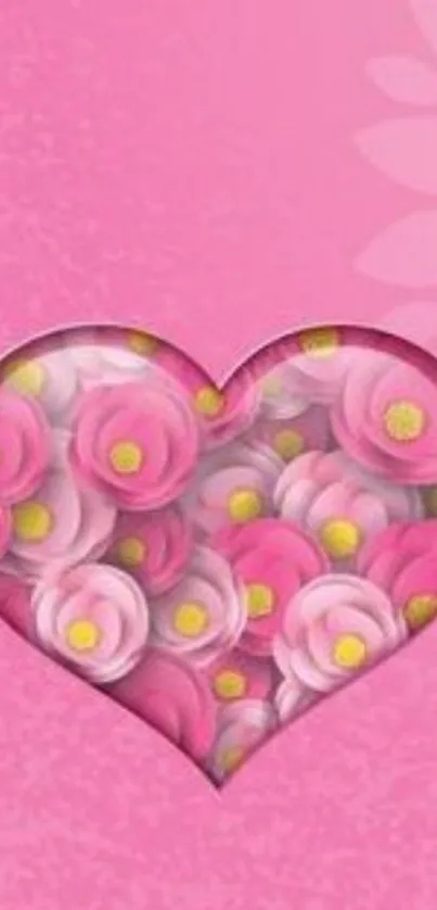 Heart-shaped flowers on pink background