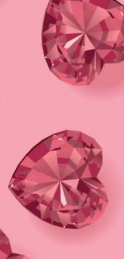 Heart-shaped pink gemstone wallpaper background.