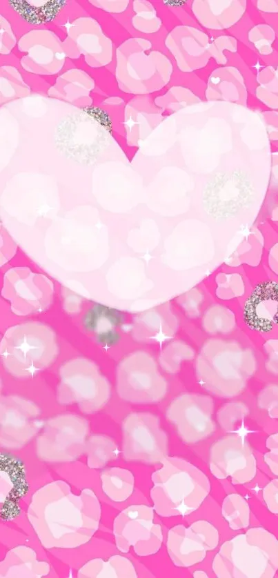 Pink heart glitter wallpaper with sparkles and elegant design.