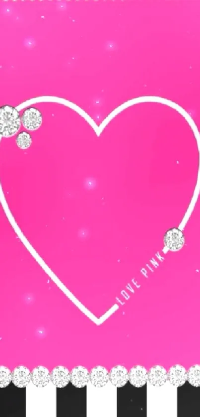 Pink heart wallpaper with glitter accents.