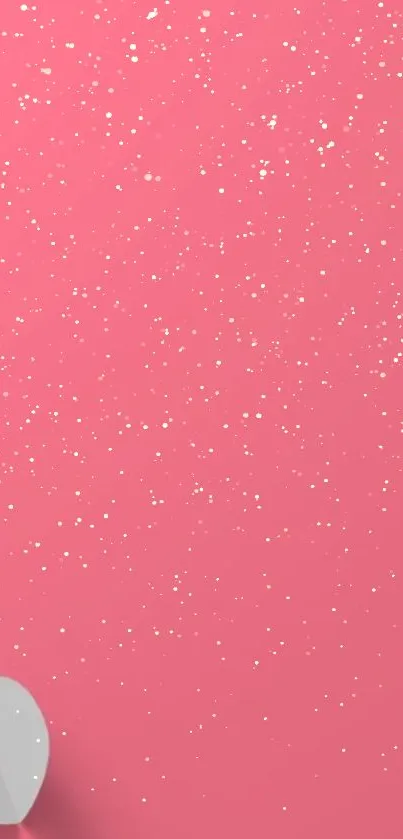 Pink wallpaper with glitter specks and a subtle heart design in the corner.