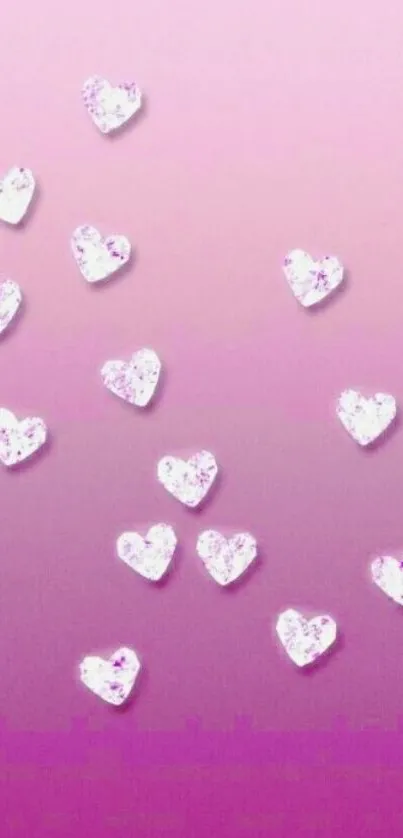 Pink gradient wallpaper with sparkling hearts.