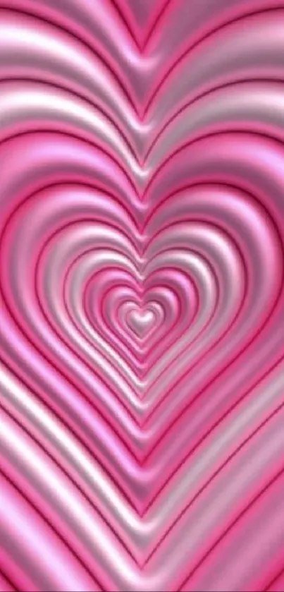 Pink heart illusion wallpaper with gradient layers.