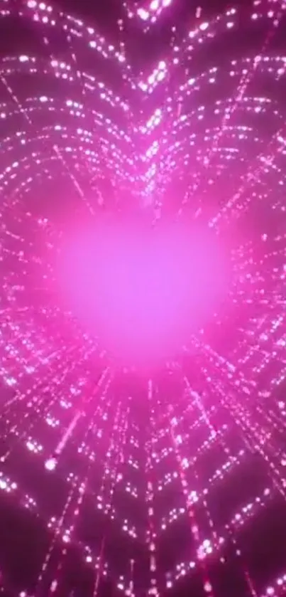 Abstract glowing heart wallpaper with pink lights.