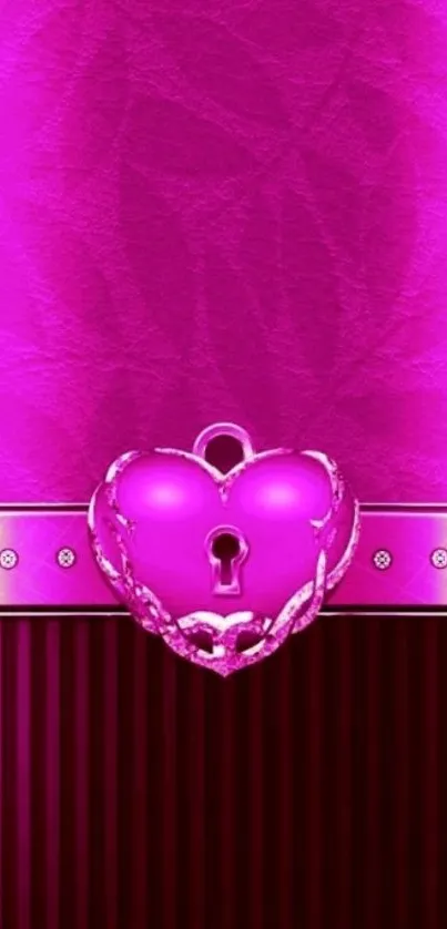 Vibrant pink heart lock wallpaper design.