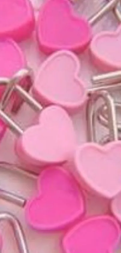 Pink heart-shaped locks mobile wallpaper with cute design.