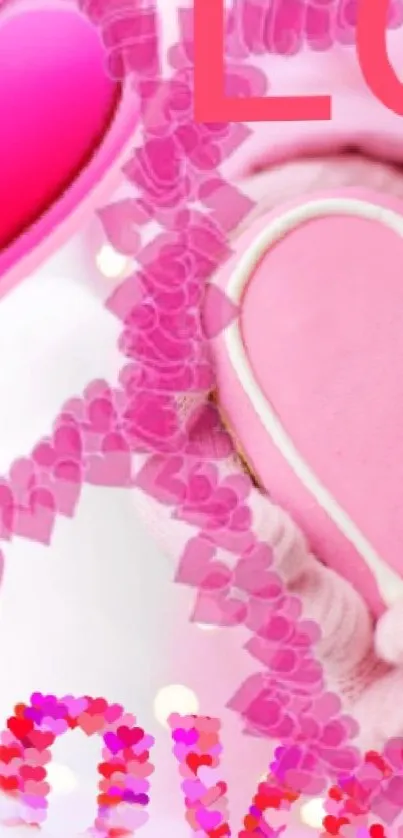 Pink heart-themed wallpaper with love design.