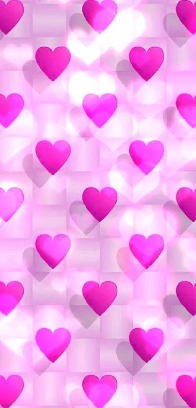 Pink hearts pattern wallpaper for mobile.