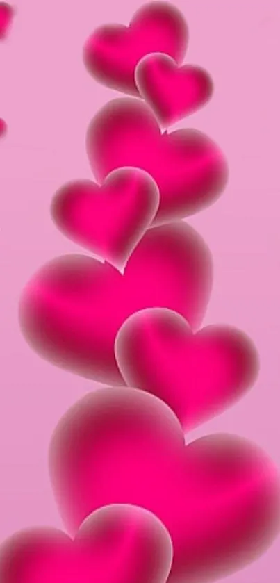 Vibrant pink hearts mobile wallpaper with a romantic design.