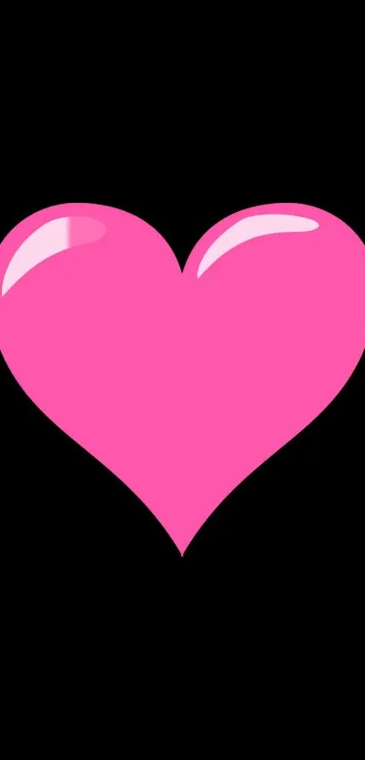 Vibrant pink heart on black background wallpaper.