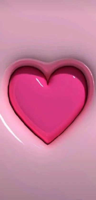 A vibrant pink heart on a pink background for mobile wallpaper.