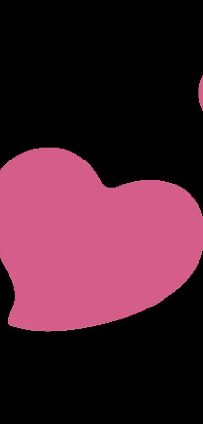 Mobile wallpaper featuring pink hearts on a black background.