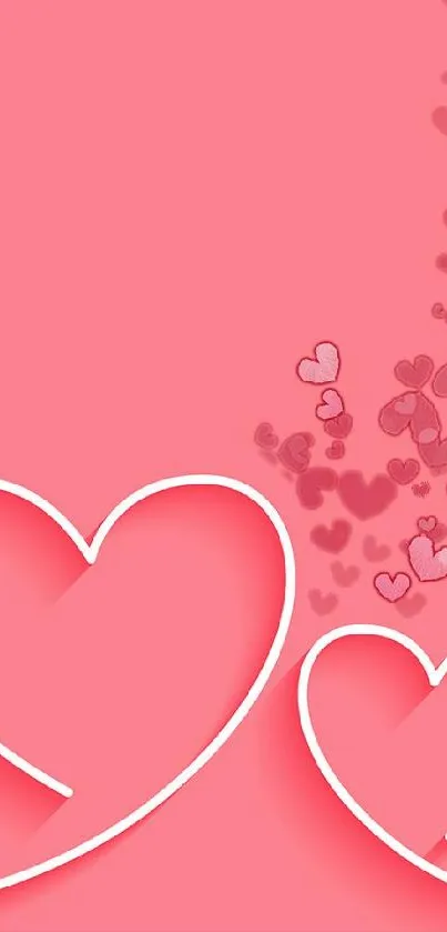 Pink heart mobile wallpaper with delicate heart motifs.