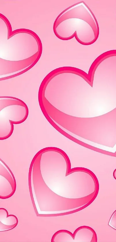 Playful pink hearts mobile wallpaper design.