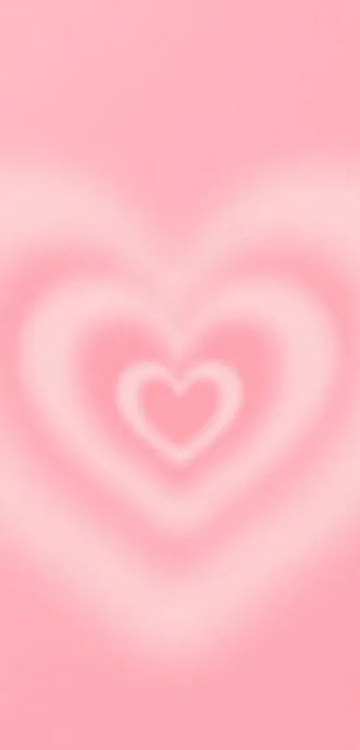 Mobile wallpaper featuring pink heart design with soft, romantic hues.