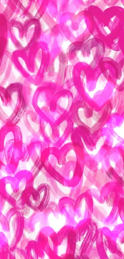 Vibrant pink hearts pattern wallpaper.