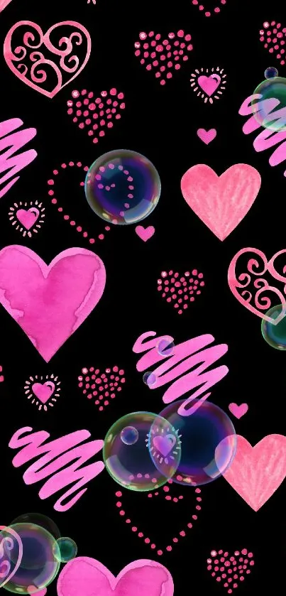 Pink heart pattern wallpaper for phones.