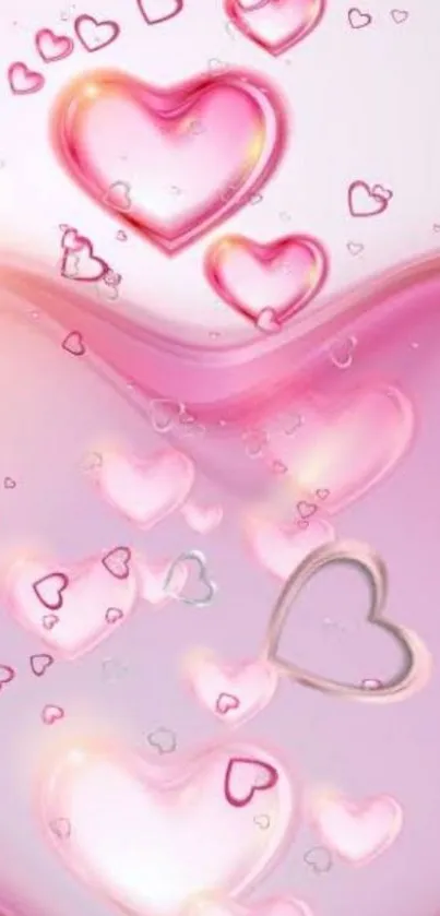 Pink heart pattern wallpaper with a romantic theme.