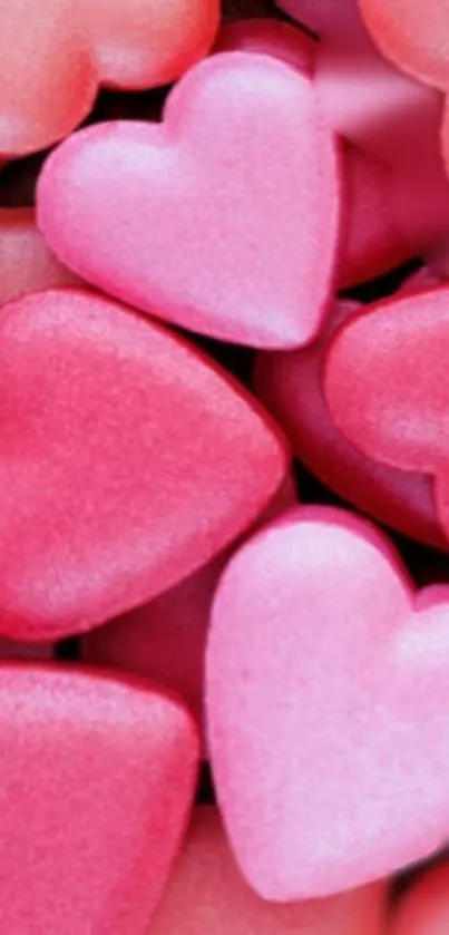 Heart-shaped pink candies creating a romantic vibe.