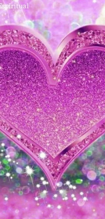 Pink glitter heart wallpaper with sparkling design.