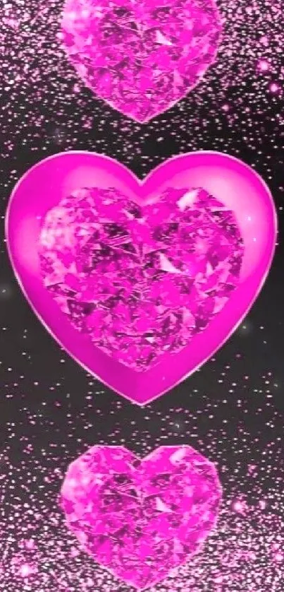 Pink glitter heart pattern mobile wallpaper.