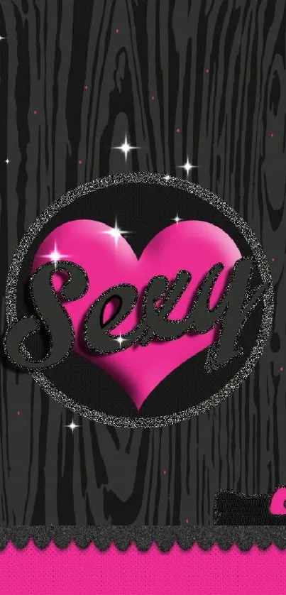 Stylish pink heart wallpaper with typography on dark background.