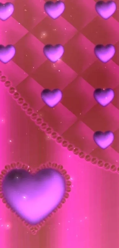 Pink heart pattern wallpaper with vibrant design.