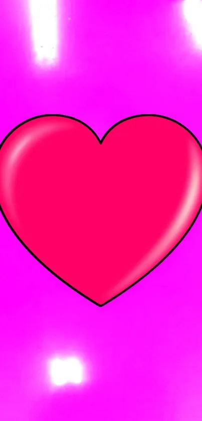 Bright pink heart on a vivid pink background wallpaper.