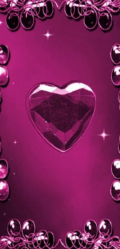 Pink heart design with decorative border on a mobile wallpaper.