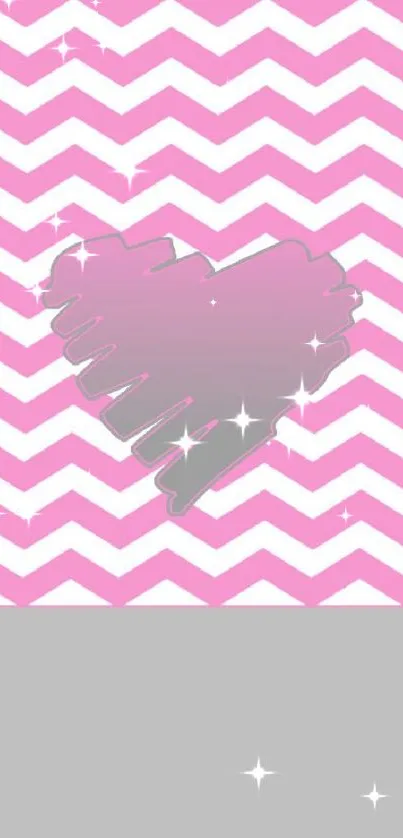 Pink heart and zigzag mobile wallpaper.