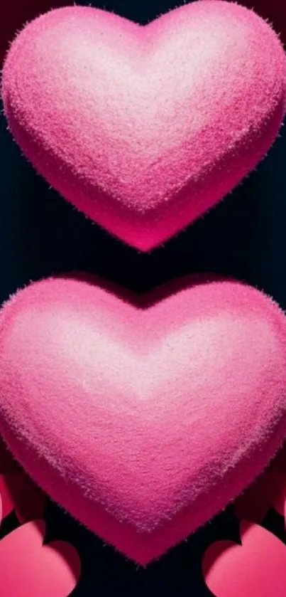 Vibrant pink heart mobile wallpaper with playful design.