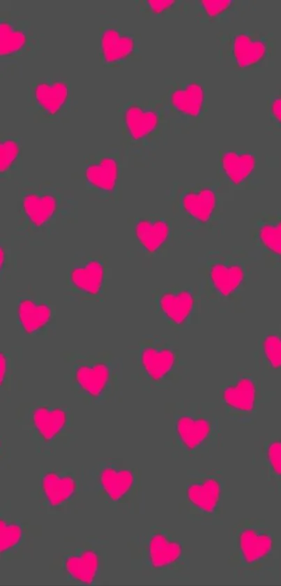 Gray mobile wallpaper with pink hearts