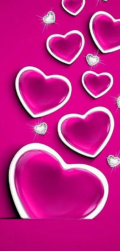 Vibrant pink heart design wallpaper, perfect for mobile screens.