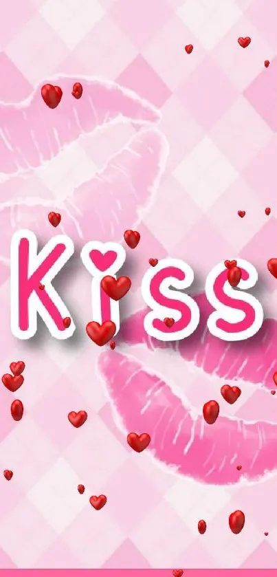 Cute pink kiss pattern wallpaper for mobile phones.